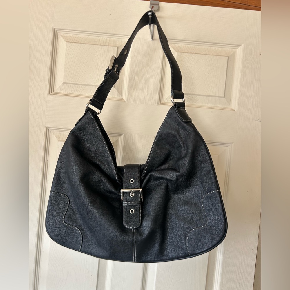 Jones New York Black pebbled Leather Hobo Bag- NWOT - Picture 4 of 17